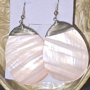 GENUINE Mother of Pearl and Sterling Silver Teardrop Earrings